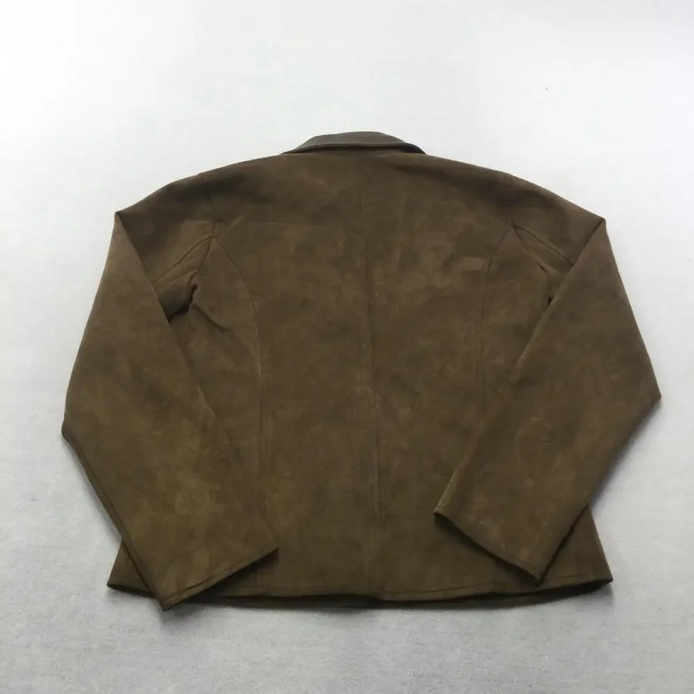 Collezioni Jacket Womens Medium Brown Faux Suede Notch Lapel Lined Blazer Italy